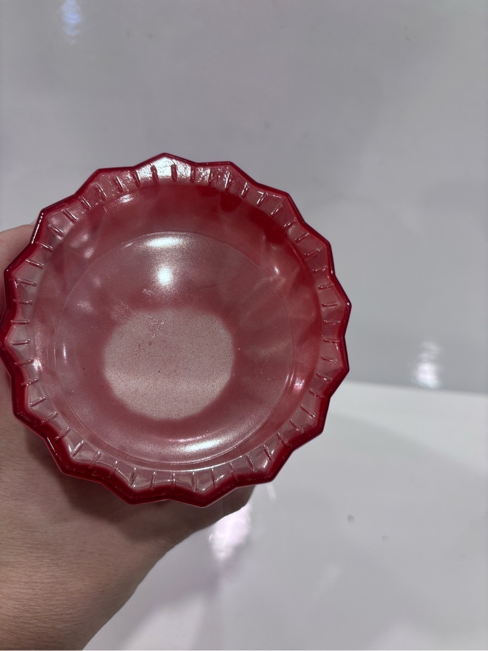 Red Vintage Art Deco Glass Vase 7 3/4” - Picture 5 of 7